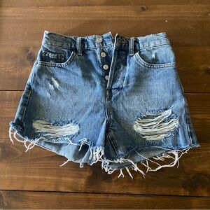 BDG Distressed High-Waisted Denim Shorts